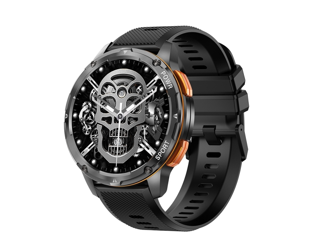 Reloj inteligente Amloed con pantalla redonda de 1,43 pulgadas y correa de silicona (negro)