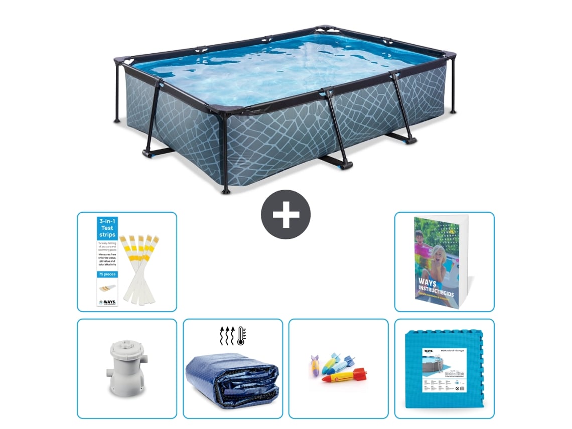 Exit-toys Piscina Exit Retangular - Efeito Pedra - 300x200x65 Cm - 7-peças S229