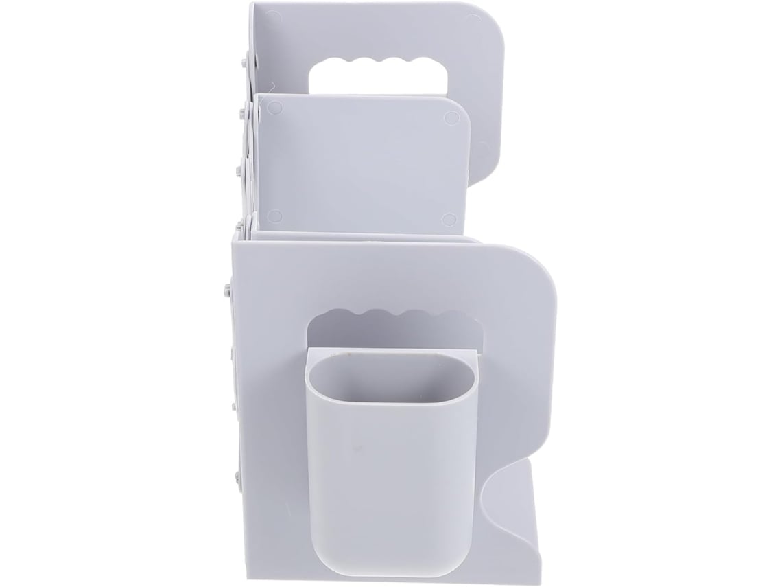 Sujetalibros Gris Extensible, Portalápices Gris, Soporte De Escritorio De Plástico Plegable
