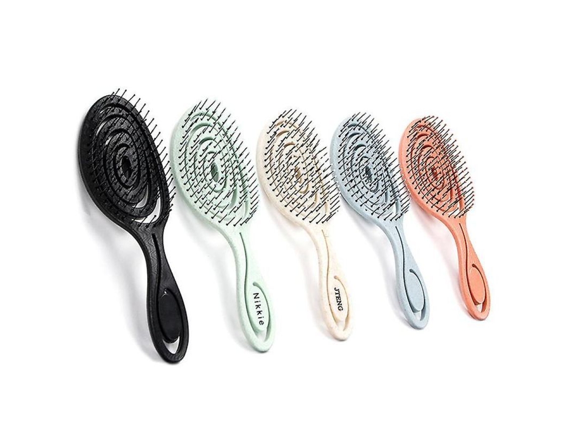 5 Cepillos De Pelo Orgánicos Con Paja, Neutros En Carbono, Sin Tirones, Desenredantes Onq