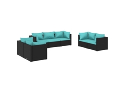 Maison Exclusive - Set De Muebles De Jardín 7 Pzas Y Cojines Ratán Sintético Negro