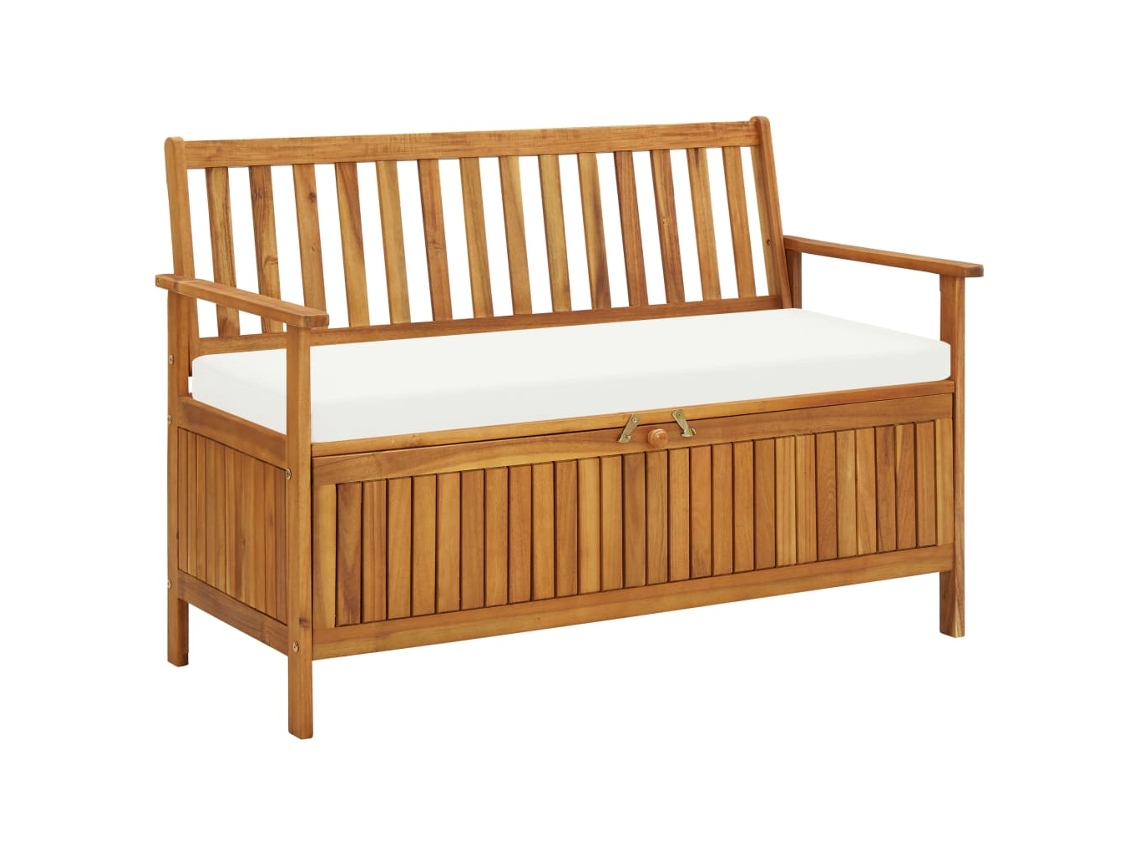 Banco de jardín con almacenaje de madera de acacia, tamaño XL, 120 x 63 x 84 cm, DKD Home Decor