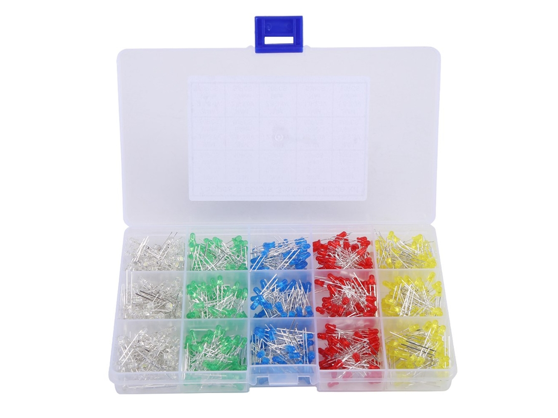 Kit De 750 Diodos Led De 3 Mm Que Emiten Luz Roja, Amarilla, Blanca, Verde Y Azul.