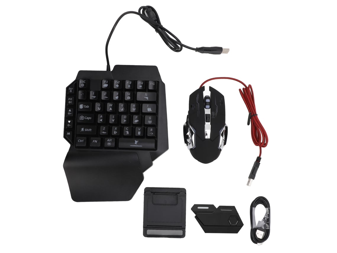 Combo De Teclado Y Mouse Para Juegos De Una Mano Rgb, Convertidor De Teclado Y Mouse, Soporte Ajustable Para Teléfono, Paquete Combinado De Juegos Mó