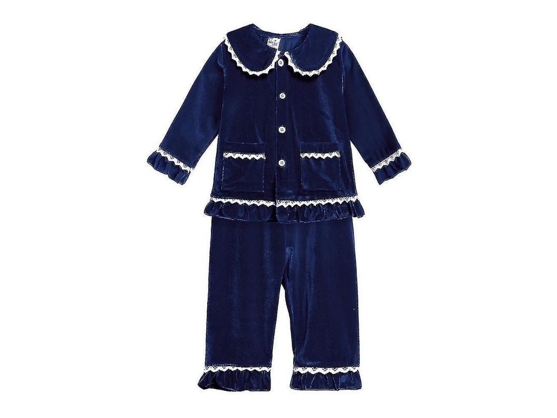 2026-pijamas Navideños Rojos Para Niños Niñas Tela Dorada De Terciopelo Abrigos Familiares Invierno 9-12m Un Azul