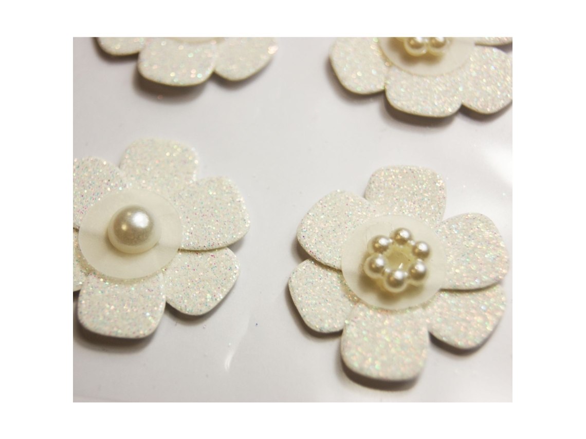8 pegatinas 3D - Flores blancas - Boda