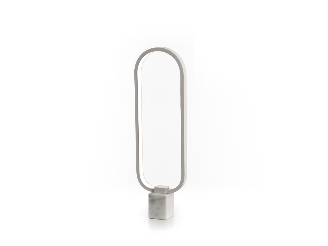 Lámpara de mesa LED Naos de metal blanco con piedras