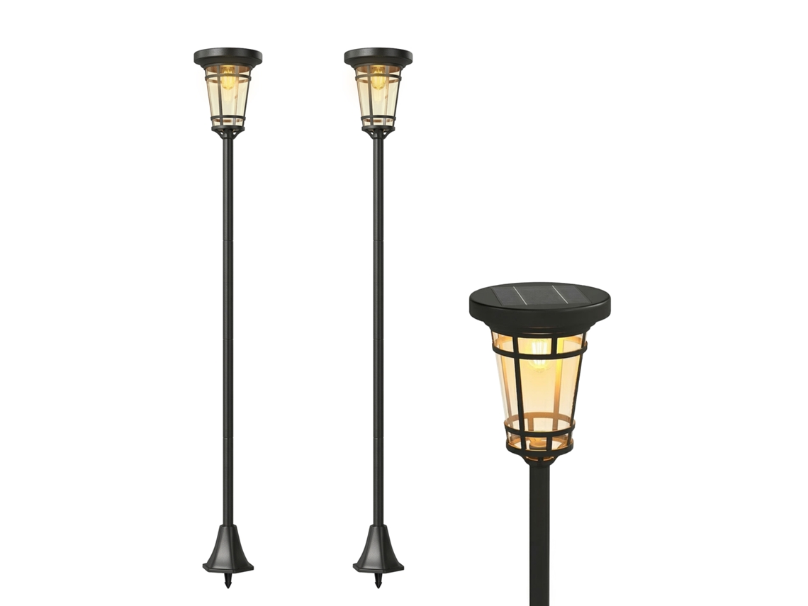 Juego De 2 Luces Solares De Jardín Ajustables Ip44 De 180 Cm