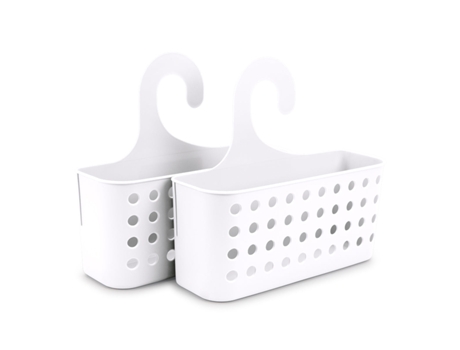PLASTIC FORTE Juego de 2 Cestas Organizadoras de Ducha Colgantes Blanco