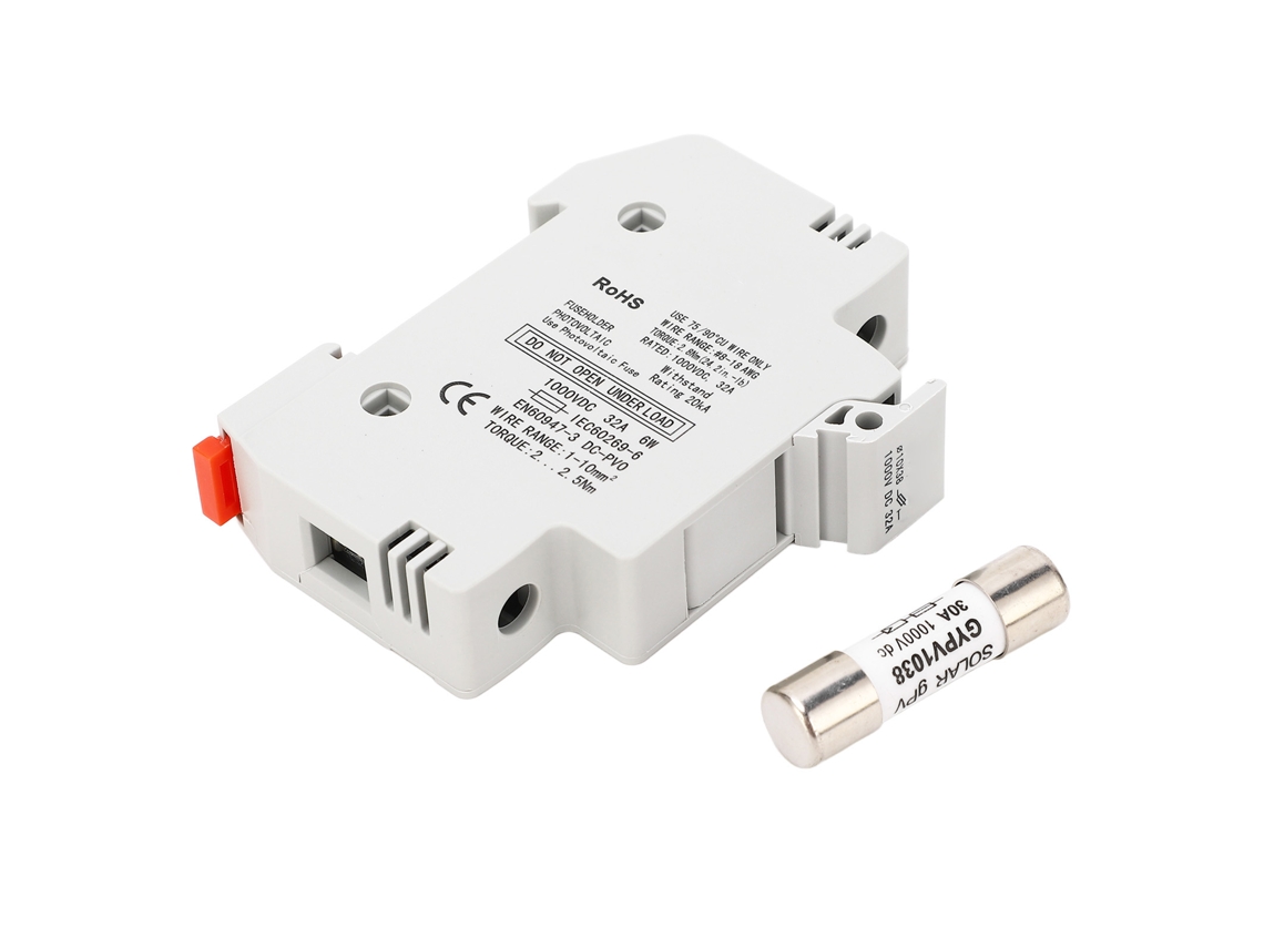 Soporta Fusible Fotovoltaico 1p 32a Y Fusible 30a 1000vdc Protección Circuito Gypv-32 Gypv-1038