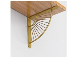 Soportes Metálicos Para Estantes, 2 Unidades, Diseño En Forma De Abanico, Negro/dorado, Resistentes, Para Estantes Flotantes.