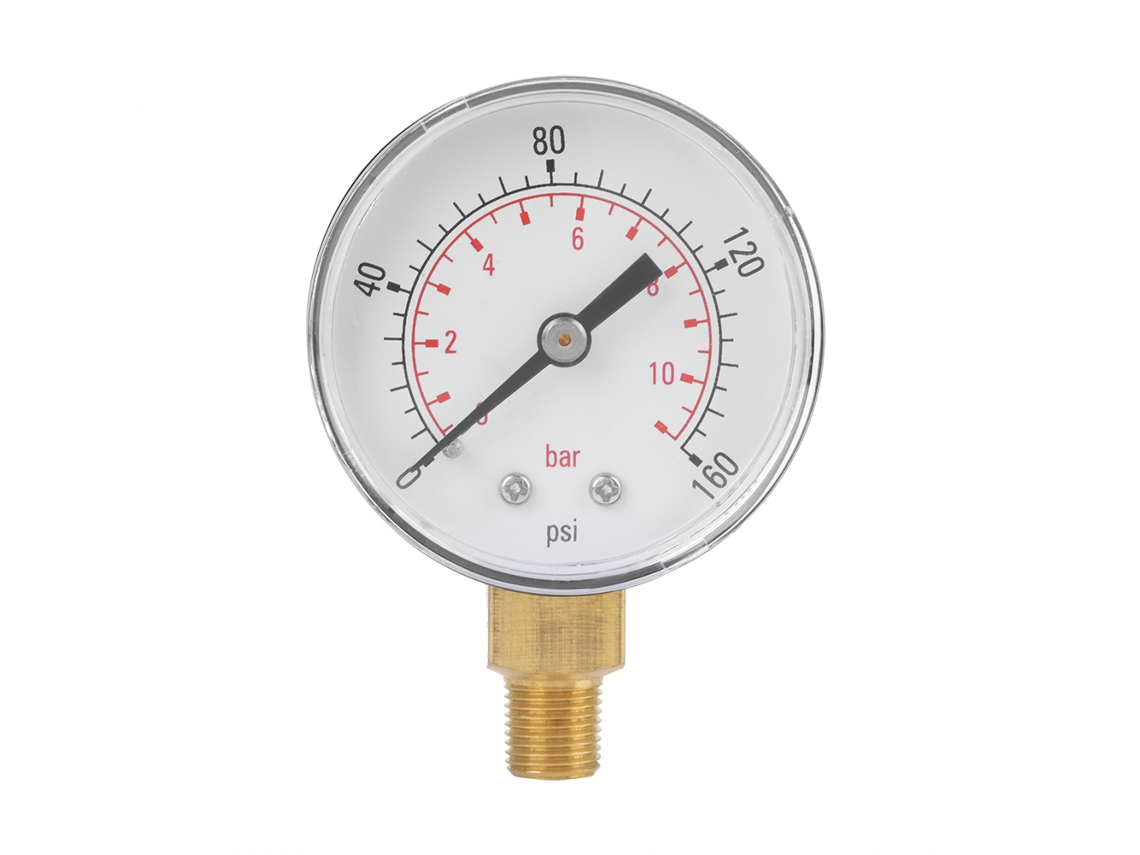 Manômetro De Pressão 0-160 Psi 0-11 Bar Para Água, Ar E Óleo, Entrada Base Npt 1/8''