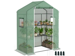 Invernadero Con 1 Puerta, 2 Ventanas Y 2 Estantes, Con Unas Dimensiones De 140x73x190cm.