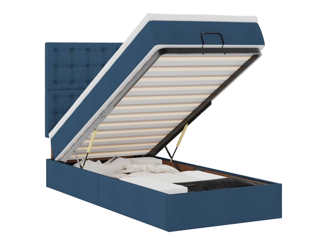 Maison Exclusive - Estructura De Cama Otomana Con Colchón Tela Azul 80x200cm