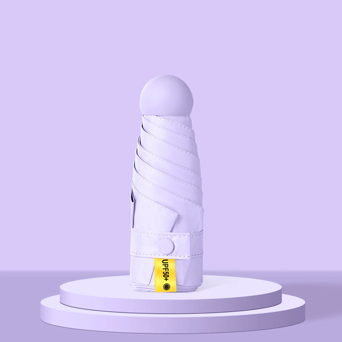 Paraguas Portátil Tipo Cápsula De Color Liso Para Mujer (morado), Tamaño Mini, Doble Uso.