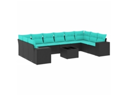 Maison Exclusive - Conjunto De Sofá De Jardín De 11 Piezas Con Cojines, De Poliratán Negro