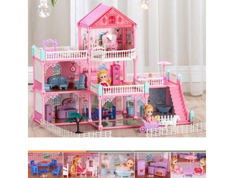 Niñas Princesa Villa Juguete Educativo Casa de Muñecas Hecha A Mano 7 Habitaciones 3 Capas