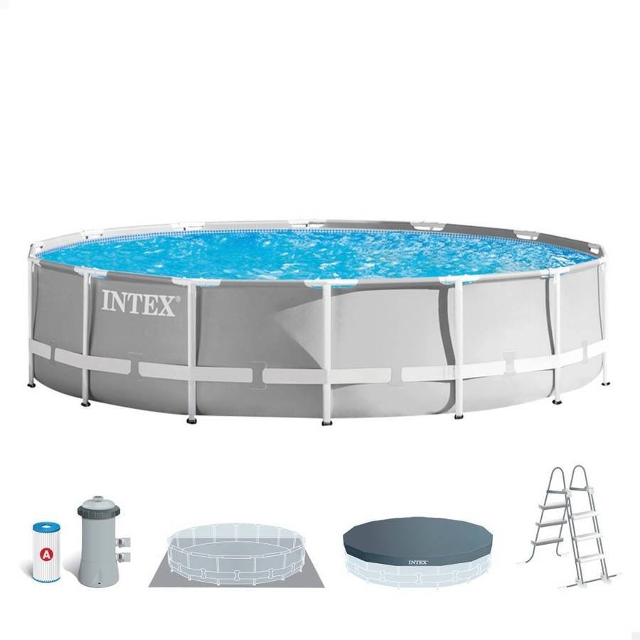 Piscina Desmontable Intex 12706 l 427 107 cm 6941057414355 s2401548 tubular con filtro escada prisma frame redonda 4 personas 457x107cm 427x107