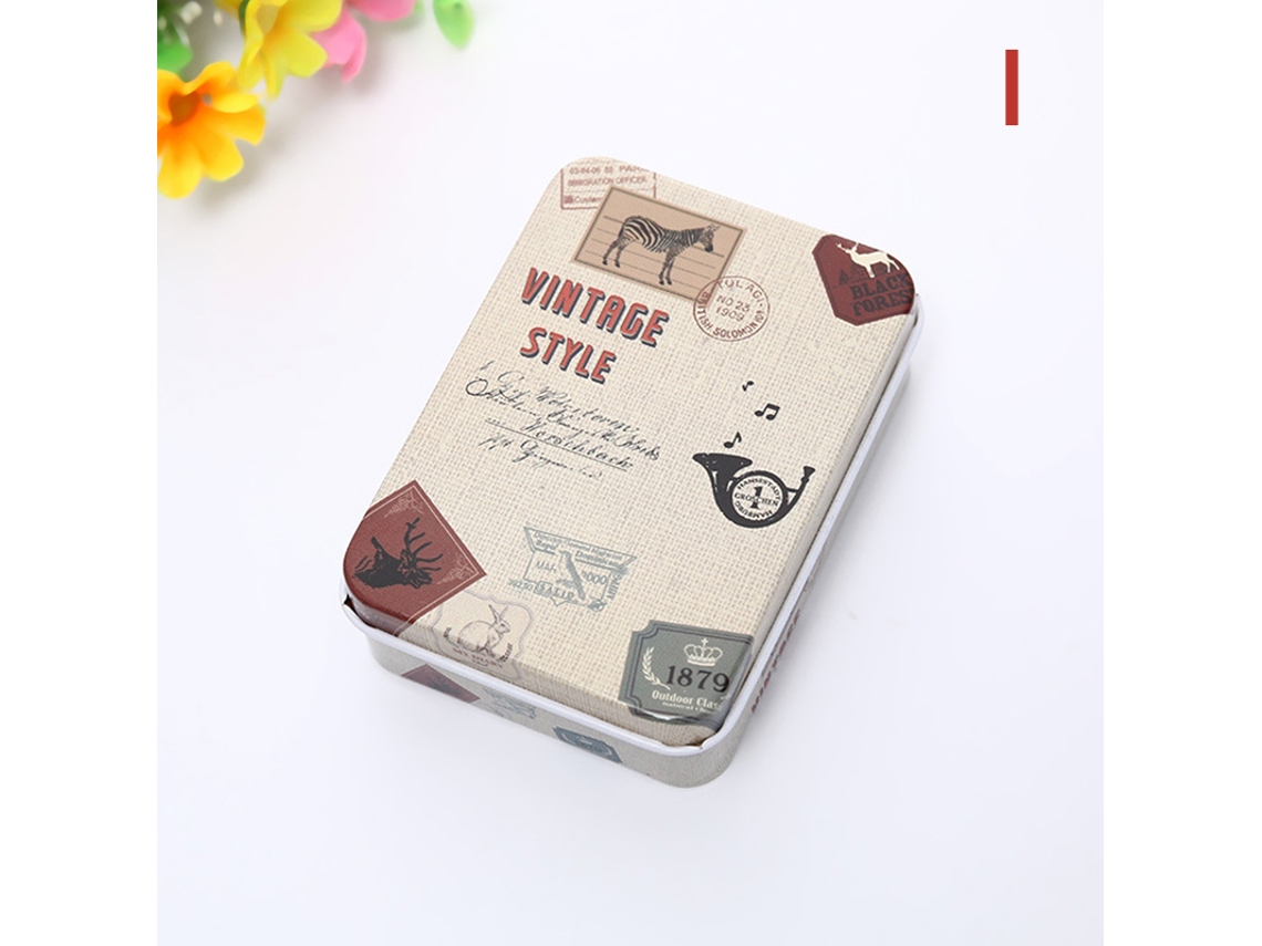 Mini caja de hojalata con tapa, contenedor de almacenamiento pequeño, portátil y rectangular