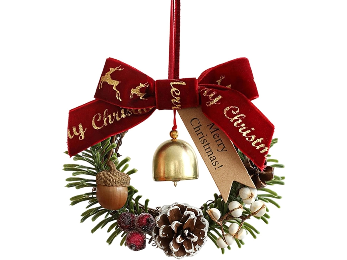Campanas, Adornos Navideños, Adornos Colgantes De Madera Para Fiestas Con Campanas,adornos Colgantes Para Árbol De Navidad (rojo)