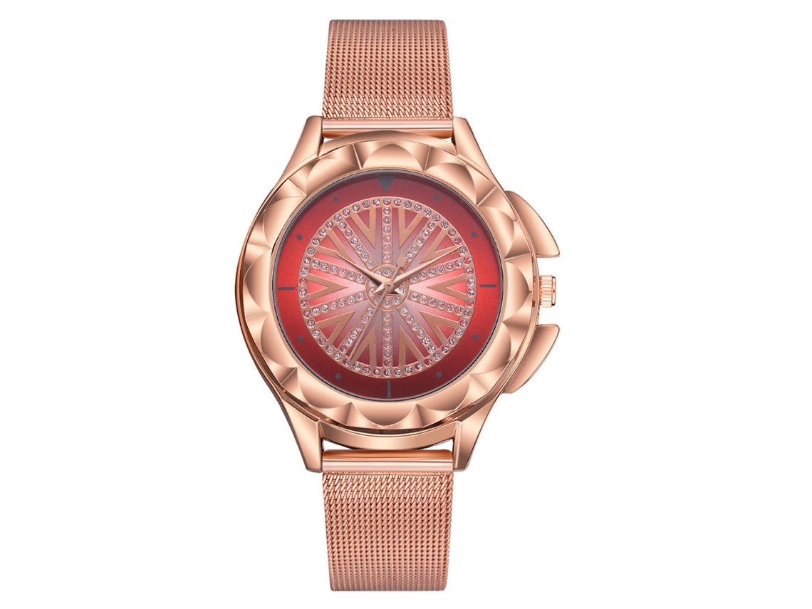 Elegante Reloj De Pulsera De Cuarzo Para Mujer Con Diamantes De Imitación Y Correa Ajustable (rojo).