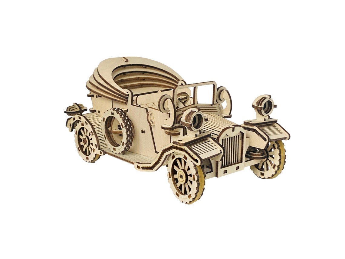 Maqueta de madera 3D con movimiento mecánico de un antiguo DAM Convertible (220 piezas)