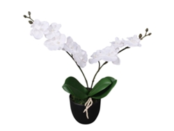 Orquídea artificial con maceta, 30 cm, blanca, Dec021901