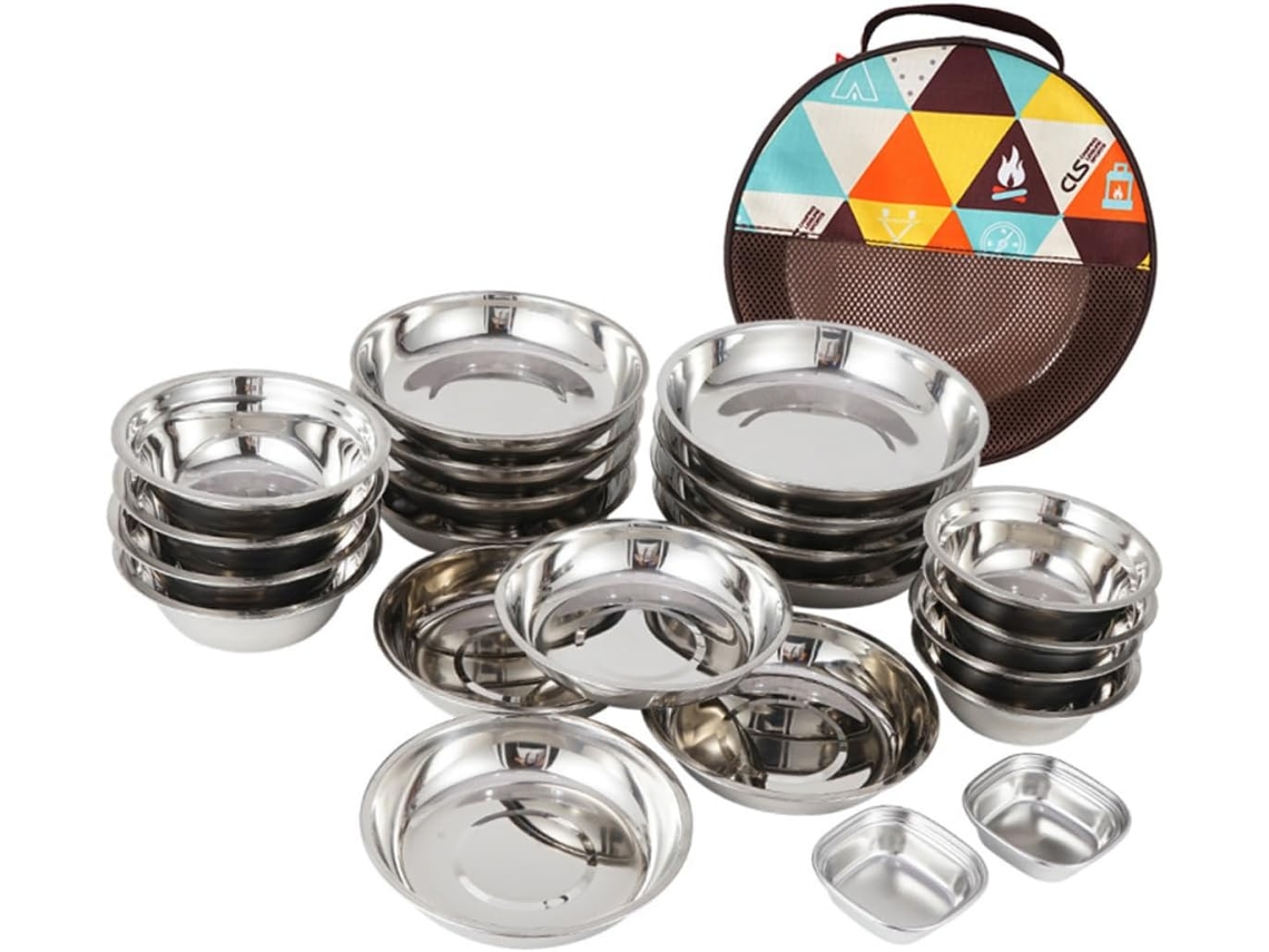 Vaisselle Et Ustensiles De Camping Bol Acier Inoxydable Set Comida Voyage Para Caminata Pique-