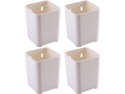 Organizador De Papelería De Plástico Beige De 4 Piezas Para Montaje En Pared, Ideal Para La Oficina.