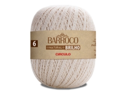 Hilo de ganchillo circular barroco natural número 6 con brillo plateado, 700 g