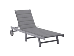 Tumbona Lounger de Jardín con Cojín Madera de Acacia Maciza Gris