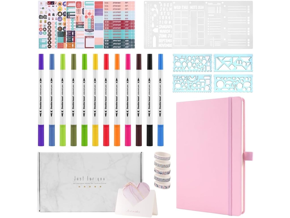 Cuaderno A5 De Tapa Dura Con 184 Páginas Numeradas, Kit Para Diario Con Puntos.