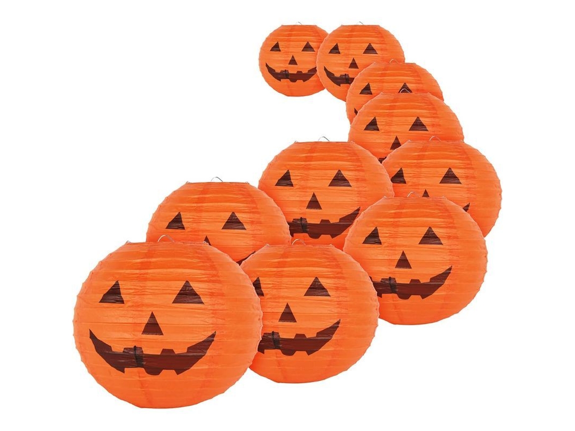 Linternas De Papel De Halloween Con Forma De Calabaza (jack-o'-lantern) De 25 Cm (10 Pulgadas) - Paquete De 10 Para Decoración De Fiestas