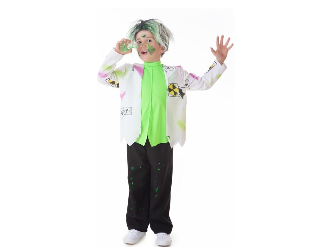 Disfraz de Científico Loco blanco y verde para niño
