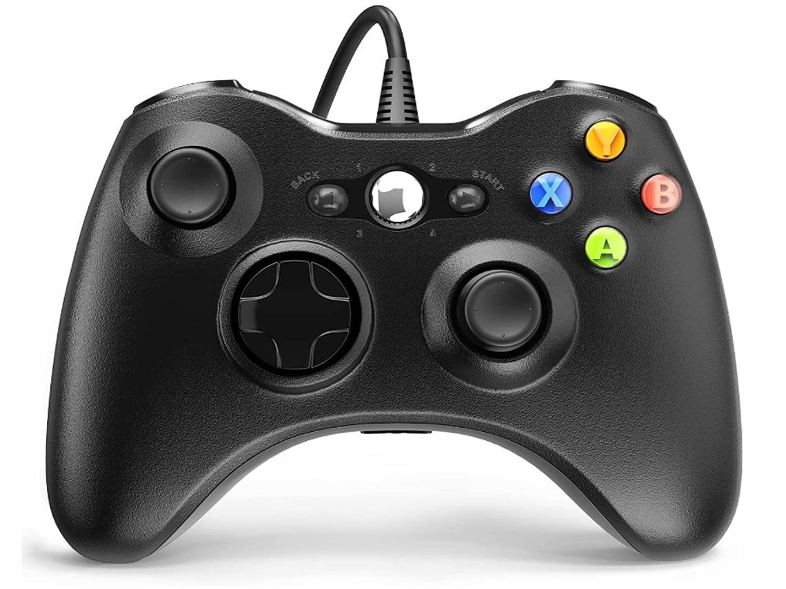 Controlador con cable Controlador de juego con vibración turbo dual Compatible con Xbox 360/360 Slim y Pc Windows 7,8,10,11 Negro YIZHOOD