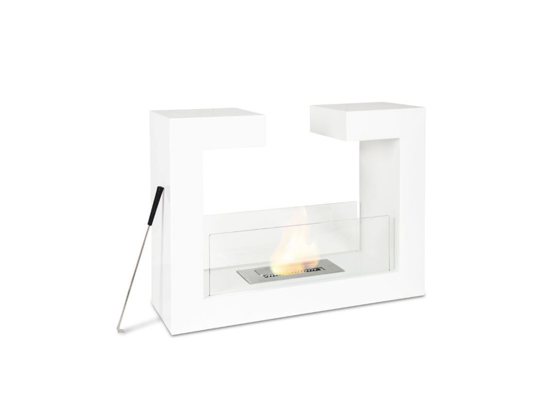 Biochimenea de pie de diseño contemporáneo Tete a tête Blanco 2 kW/h