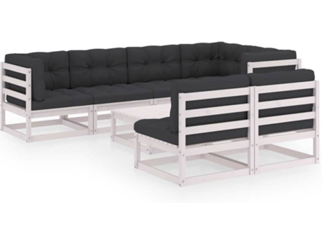 Conjunto 8 Muebles de jardín VIDAXL y cojines madera maciza pino