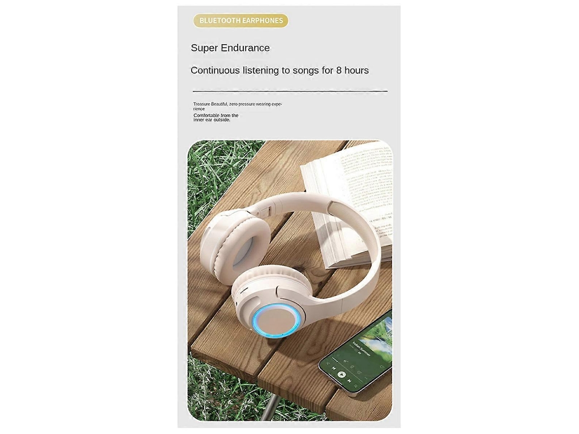 Auriculares Inalámbricos Bluetooth Led Con Soporte Para Tarjeta Tf Portátiles