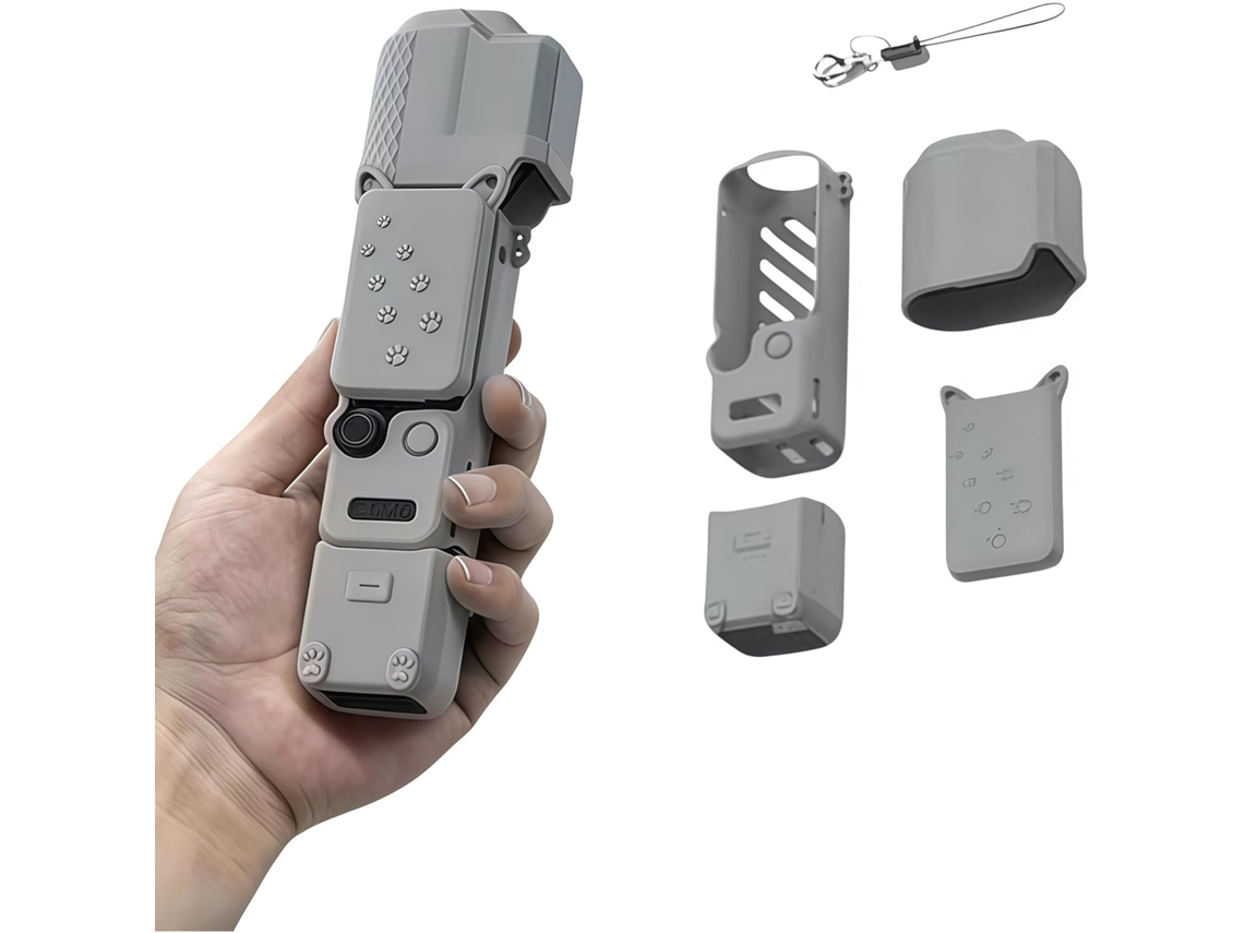 Capa Silicone Para Dji Osmo Pocket 4,proteção Total Antirriscos E Anti-queda Cinza Hexinyigjly