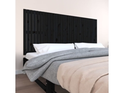 Cabecero De Cama De Pared Madera Maciza Pino Negro 204x3x90 Cm