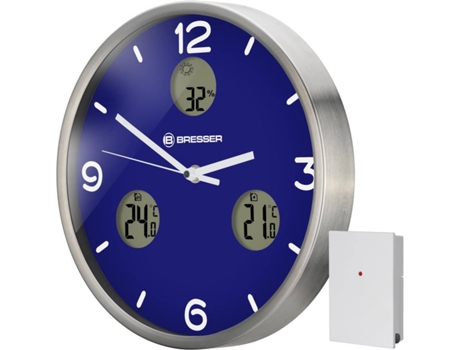 Bresser Mytime Io nx de pared azul reloj climatico con temperatura y humedad 30cm 30 8020211wxh000