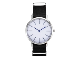 Reloj De Cuarzo Para Hombre Con Correa De Nylon, Dial Redondo, Elegante Casual Negro