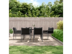 Conjunto 7 Piezas Jantar P/ Jardim C/ Almofadões Vime Pe E Aço Dkd Home Decor