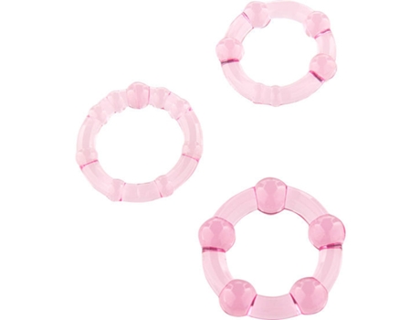 Estimulador de tres secciones con anillo para el pene rosa