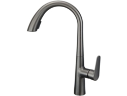 Grifo De Cocina Extraíble De 60 Cm En Color Gris Plomo Con Agua Fría Y Caliente Y Fregadero Giratorio.