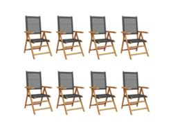 Maison Exclusive - Sillas De Jardín Reclinables 8 Uds Ratán Pe Madera Maciza Negro