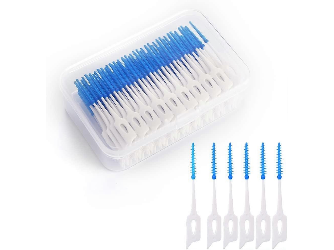 160 Escovetas Interdentes Descartáveis Ferramenta De Limpeza De Dentes E Gengivas Leves Portáteis Azul