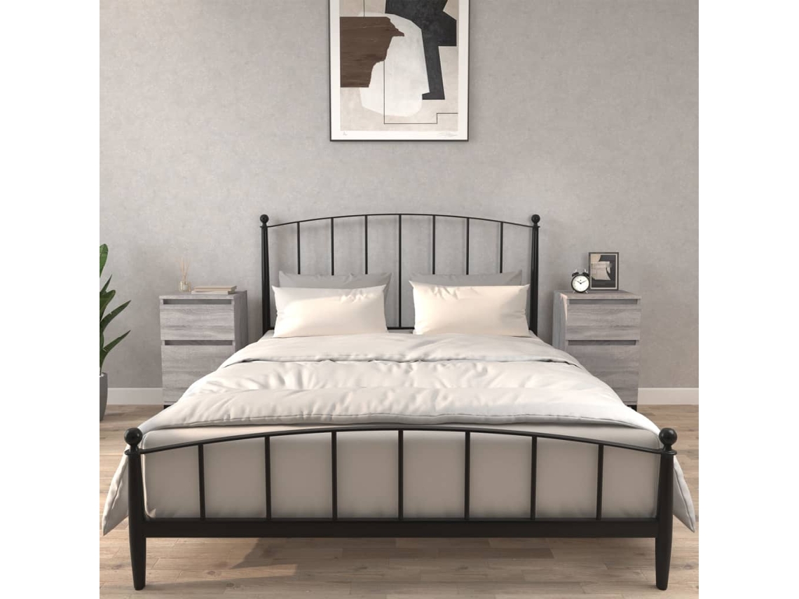Mesitas de Noche LOVELY HOME Mesinha 2 Pcs 40X35X70 Cm Cinzento Sonoma