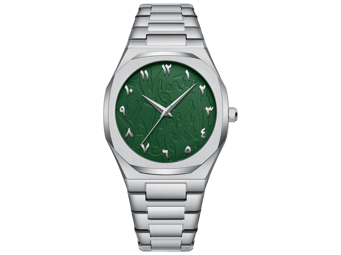 Reloj De Pulsera De Cuarzo Para Hombre, De Policarbonato (caja Blanca, Esfera Verde)
