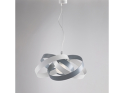 Lámpara colgante Vertigo de hierro lacado en blanco y gris tórtola con cable de acero regulable, 1 luz 125 Ø54 Bl156, 1 luz Bt Belight